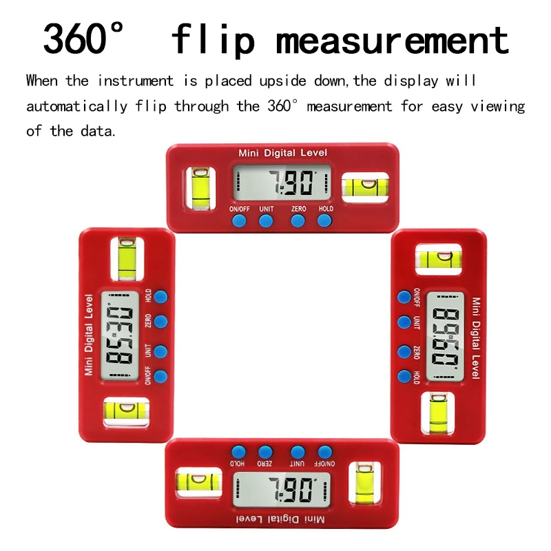 DIDIHOU красный прецизионный цифровой транспортир Инклинометр водонепроницаемый уровень коробка Цифровой Угол искатель конический с магнитным основанием