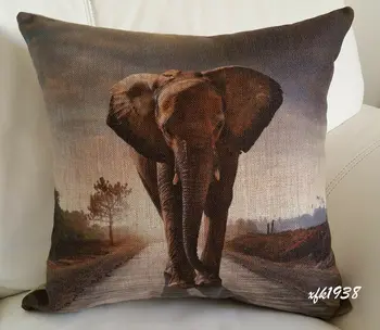 

Cotton Linen Cushion Cover Pillow Case African Wild Animal Elephant - Exclusive