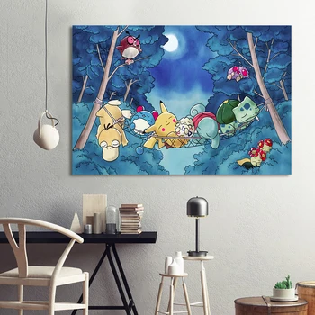 

Canvas Modern Picture Home Decoration Modern Pikachu Pokemon Game Pet Painting Wall Art Prints Poster Modular For Bedroom Framed