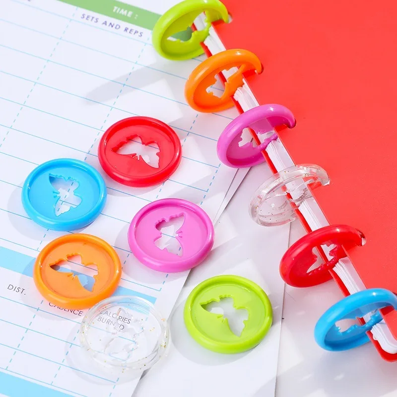 100PCS Colorful Butterfly Disc Binding Mushroom Hole DIY 360 Degree Binding Disc Plastic Rings Binder Office Supplies