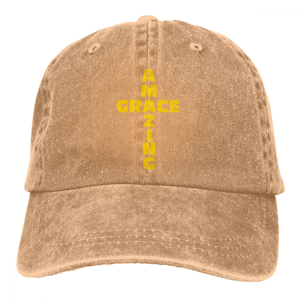 Потрясающая Грация крест Casquette черный унисекс Мужские Женские джинсовые бейсболка с ремешком кепки Регулируемый Гольф папа шляпа - Цвет: Хаки