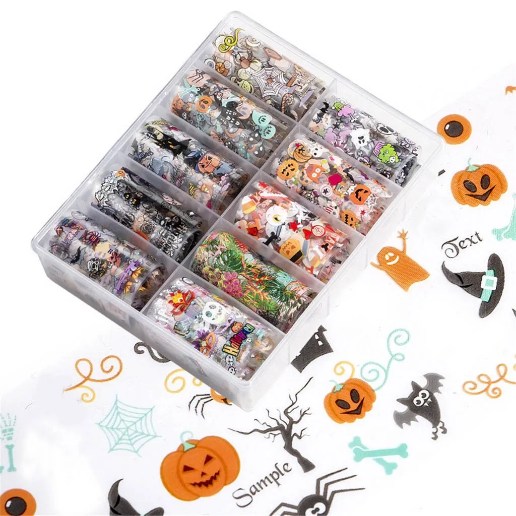 Christmas Holographic Nail Foil Set 10 Pcs Transparent AB Color Nail Art Transfer Sticker Manicure DIY Decoration Foil Nail Art