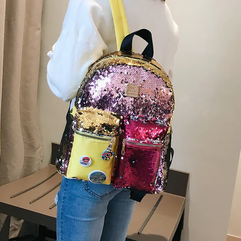

2019 Spring New Style Creative WOMEN'S Bag Colorful Color Changing Backpack Beautiful Schoolbag