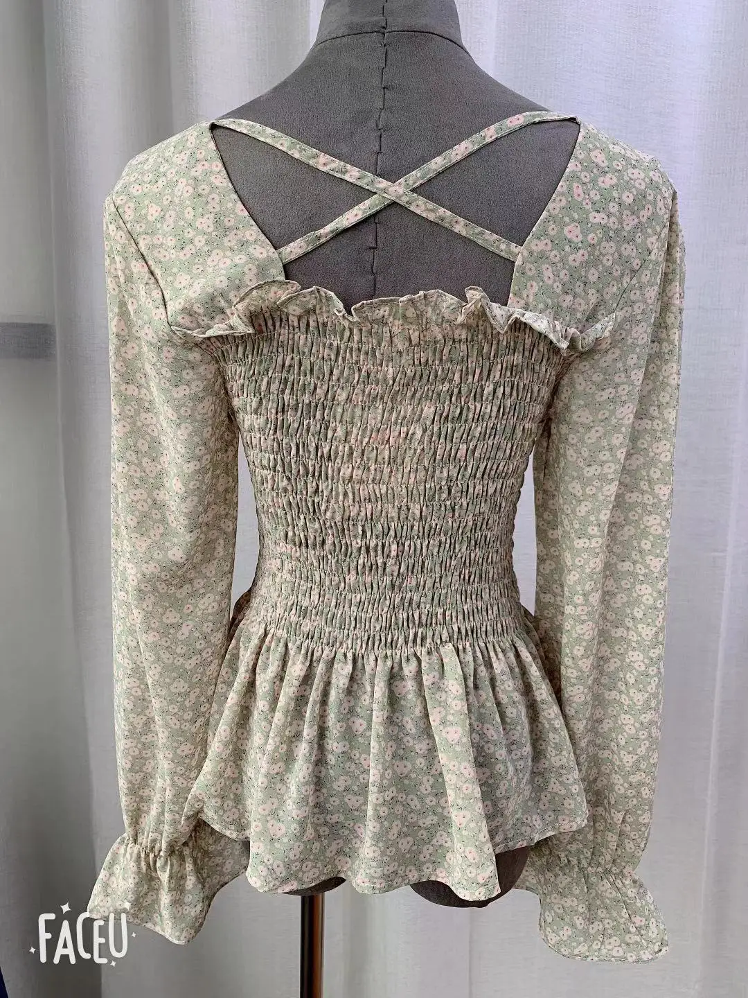 Transparent Vintage Print Shirt Oversize Tops Women Long sleeve Girls Chiffon Blouse Summer Women Blouses New femme Blusas