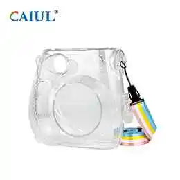shiny crystal shell CAIUL мгновенная Камера сумка для Fujifilm Instax Mini7s/7c блестящая обложка прозрачный кристалл оболочки с красочным плечевым ремнем - Цвет: shiny crystal shell