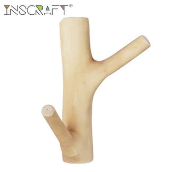 

1 pc Handmade Real Natural Wood Tree Branch Wall Hook Vintage Decorative Wood Adhesive Hooks Wall Coat Hat Hook Wooden Hanger