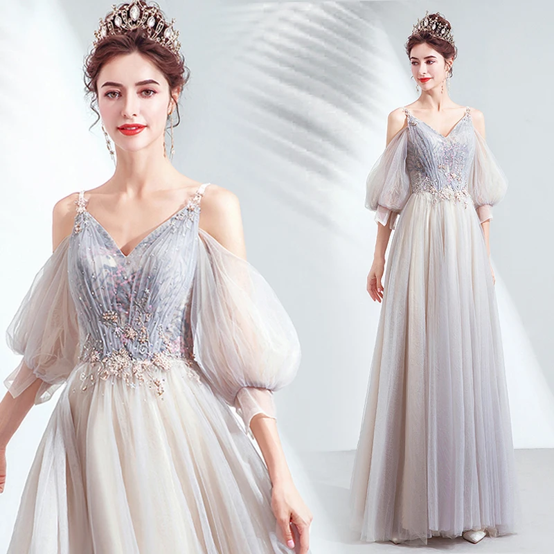Simple Evening Dress A-line Tulle Lace Crystal Beaded Elegant Formal 2020 New Party Dresses Gowns JA01 | Свадьбы и торжества