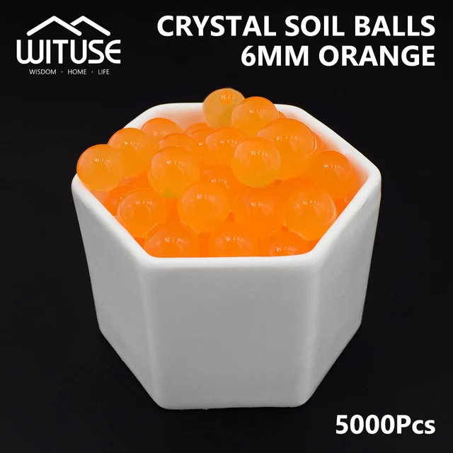 5000-20000pcs Soilless Plant Crystal Soil Mud Grow Water Beads Hydrogel Magic Jelly Balls 6-8mm Bio Gel Ball Plants Flower Decor Orange 5000pcs