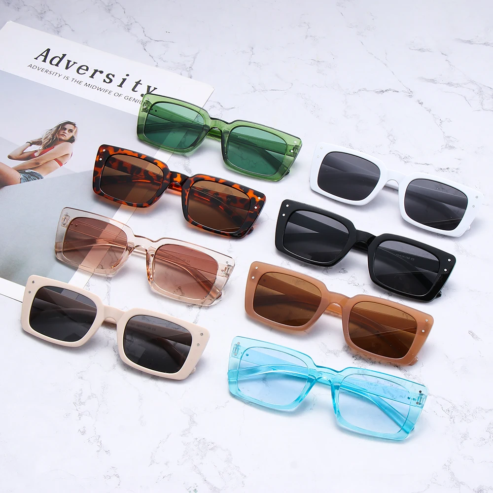 Women Sunglasses New Vintage Rectangle Sunglasses For Women's Fashion Retro Leopard Design Sunglasses Trendy Eyewear UV400 Streetwear Accessories