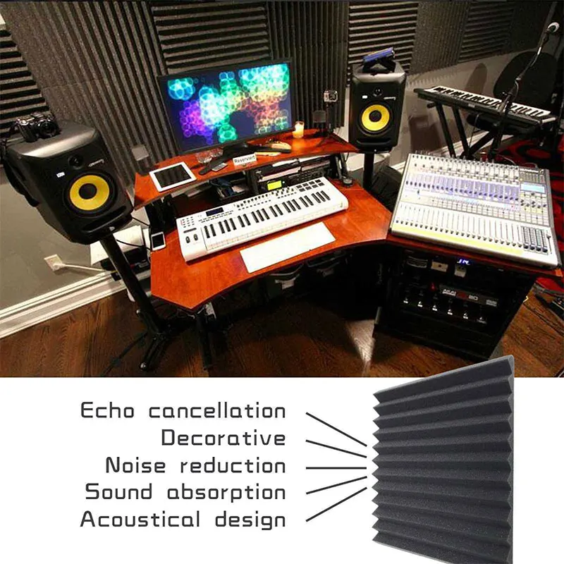

48 Pcs Acoustic Foam Panels Wedges Studio Soundproofing Wall Tiles for Home Offices TP899