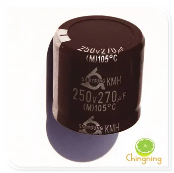 

10pcs korea SAMYOUNG KMH 250V270UF 25x25mm 270UF 250V brown Power amplifier filter capacitor 270uF/250V