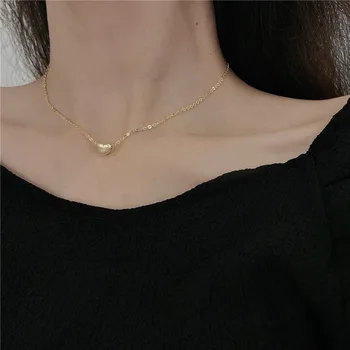 

Plating 18K Real Gold Simple Elegant New Style 2020 Dull Polish Textured Small Love Necklace Network Red and White of Choker X52