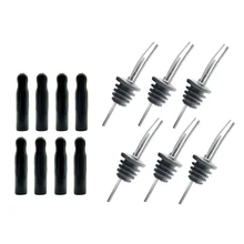 12 Упаковка, нержавеющая сталь бутылки ликера Pourers конический носик с длинными пылезащитными колпачками, масло диспенсер бутылки носики для выливания ликера, V