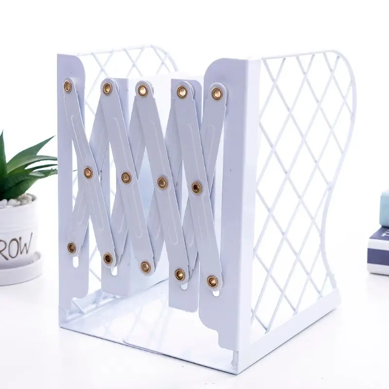 

Mesh Grid Metal Retractable Bookends Support Stand Holder Shelf Rack Organizer