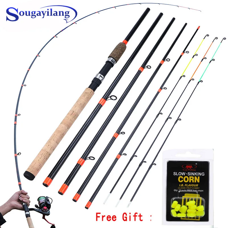

Sougayilang New Feeder Fishing Rod Lengthened Handle6 Sections Fishing Rod L M H Power Carbon Fiber Travel Rod Fishing Tackle
