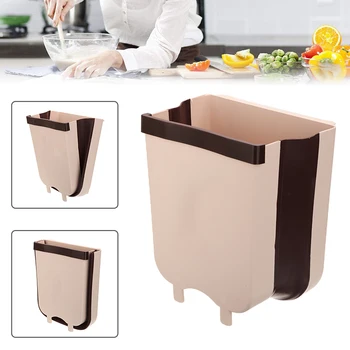 

Kitchen Cabinet Door Plastic Hanging Trash Can Waste Bin Garbage Box Folding Desktop Storage Trash Can Storage Holder
