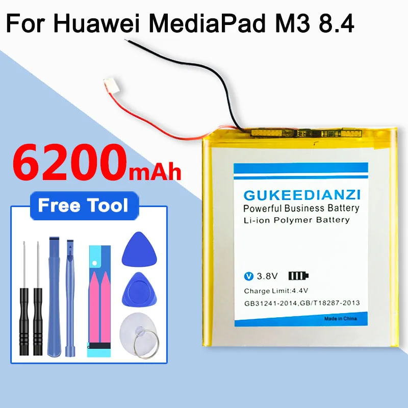 GUKEEDIANZI Replacement Tablet Battery HB2899C0ECW For Huawei MediaPad M3 8.4&quot BTV-W09 BTV-DL09 SHT-AL09 SHT-W09 6200mAh | Мобильные
