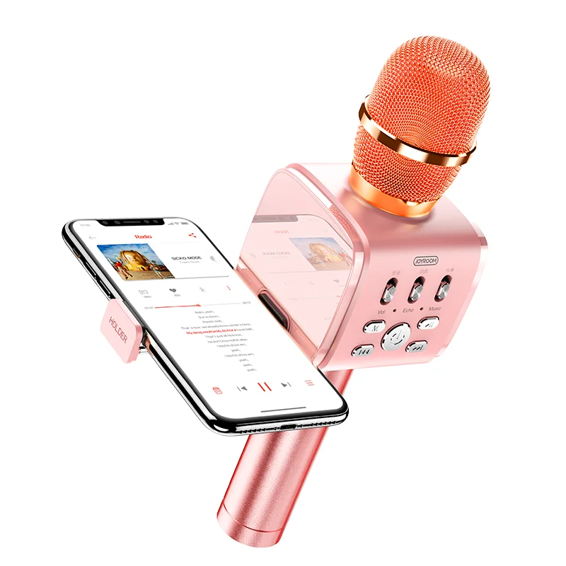 JOYROOM профессиональный караоке микрофон стерео bluetooth беспроводной микрофон мобильные телефоны ios android - Цвет: Pink