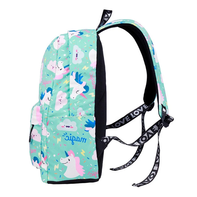 1 шт. рюкзак с принтом в виде единорога, банта, милая школьная сумка с рисунком для девочек, двойная сумка на плечо, Женская дорожная сумка для ноутбука, Прямая поставка, новинка