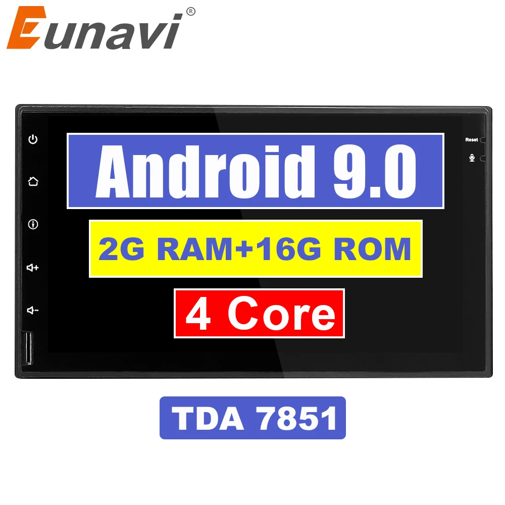Автомобильный мультимедийный плеер Eunavi 2 din 7 дюймов Android 10 4G Wi Fi без DVD и
