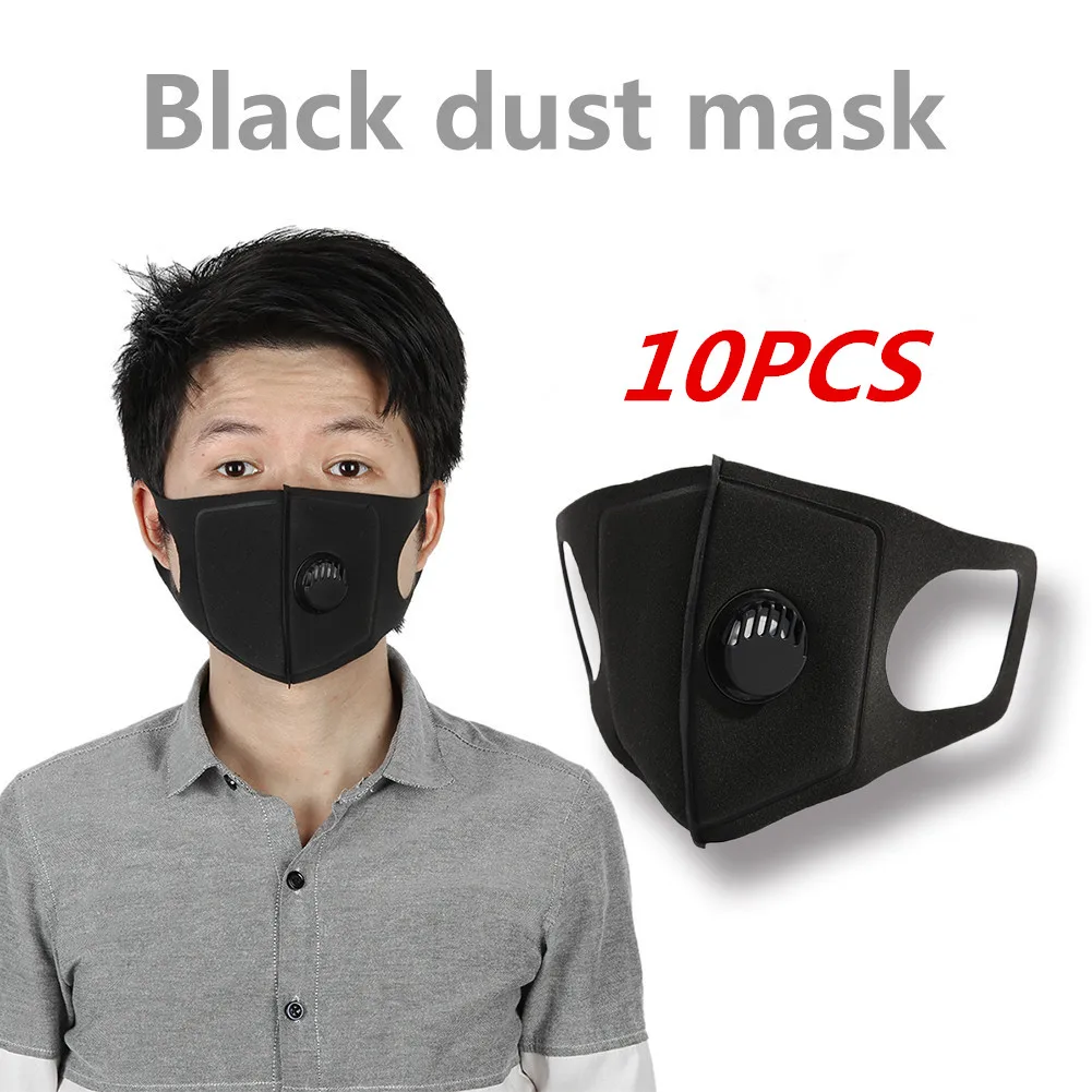 

10pcs Dust Mask Filter Anti PM2.5 Air Pollution Mouth Face Mask Winter Anti Dust Carbon Insert Washed Reusable Mask Unisex Black