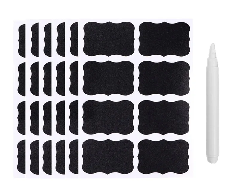 Description Picture 6 of item6 Sheets Jars Labels Chalkboard Label Erasable Spice Sticker Organizer Household Craft Kitchen Bottles Tag Stickers with A Pen