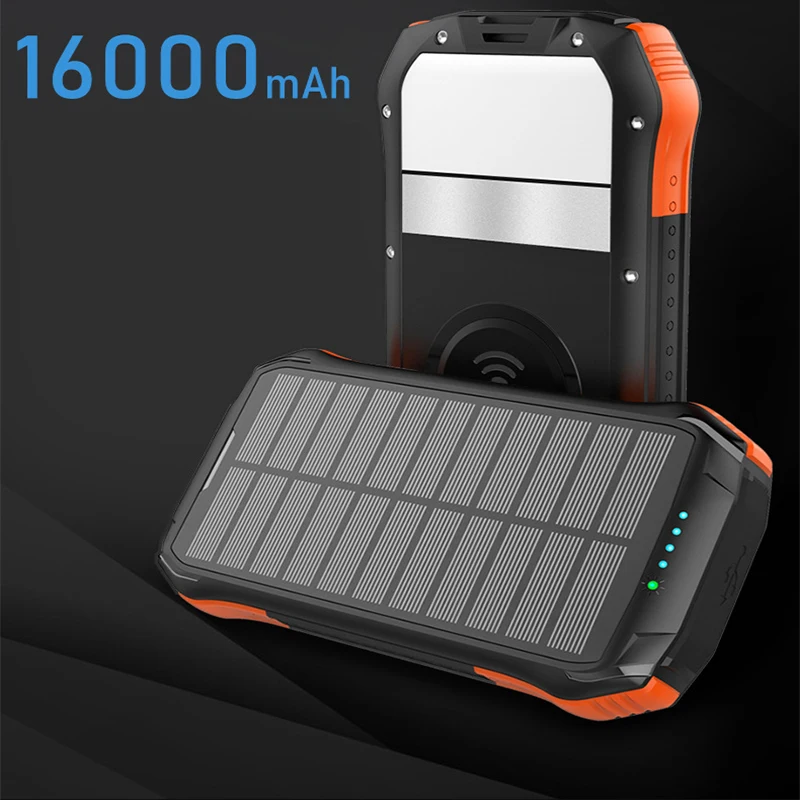 Solar Power Bank PD 18W QC3.0 Two-Way Fast Charge Outdoor Powerbank Phone External Battery Portable Charger Auxiliary Battery powerbank 20000