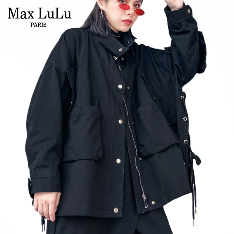 

Max LuLu 2020 Spring New Fashion Punk Style Ladies Vintage Patchwork Trench Women Casual Oversized Coats Streetwear Windbreakers
