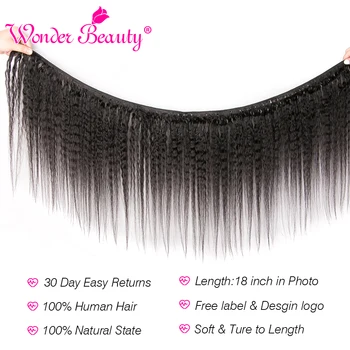 Brazilian Hair Kinky Straight Hair Brazilian Hair Weave Bundles 1/3/4 Pieces Wonder Beauty Remy Human Hair Extension  8”-30” 3