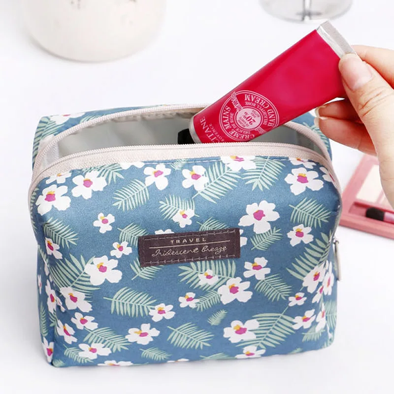 Women Travel Small Cosmetic Bag Flowers Makeup Case Zipper Make Up Bath Organizer Storage Pouch Toiletry Wash Beauty Kit Box | Багаж и