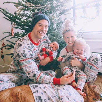 

Christmas Family Pajamas Set New Year Adult Children Baby Rompers Sleepwear Family Matching Outfits Nightwear Party Clothing New