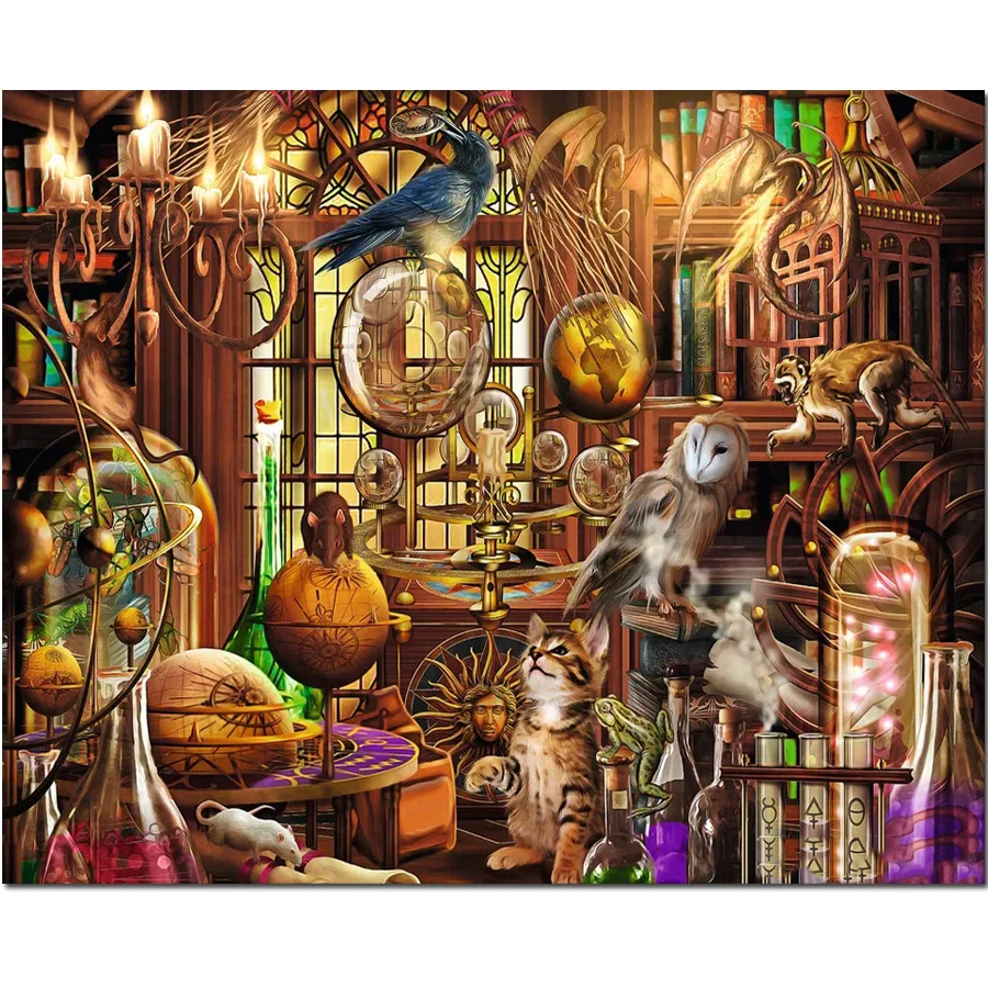 Картина-мозаика с изображением совы кошки крысы | Дом и сад