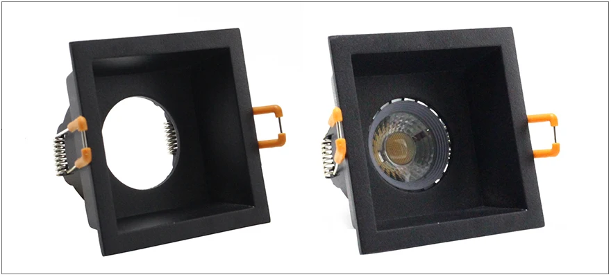 Светодиодный светильник, черный светодиодный светильник 90-265 в, встраиваемый потолочный светильник GU5.3 GU10 E27, сменная лампа 75 мм, 90 мм