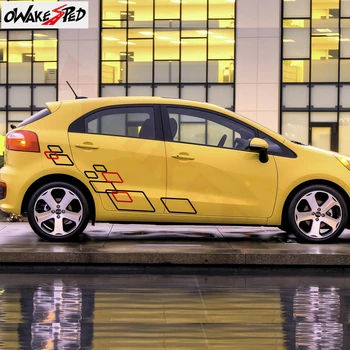 

For KIA RIO Racing Sport Lattice Graphics Decals Car Both Side Door Decor Stickers Auto Styling Body DIY Vinyl Decals