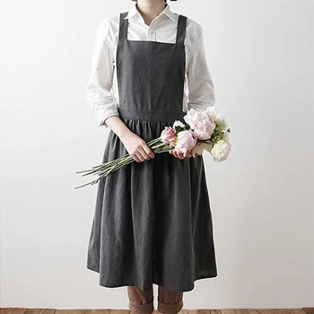 

2Pcs Nordic Simple Florist Apron Cotton Linen Gardening Coffee Shops Kitchen Aprons for Cooking Baking Restaurant Apron