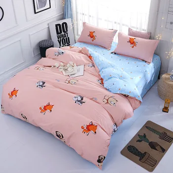 

Cartoon Dog Fox Animals Print Bed Cover Set Kid Duvet Cover Adult Child Bed Sheets And Pillowcases Comforter Bedding Set 61055