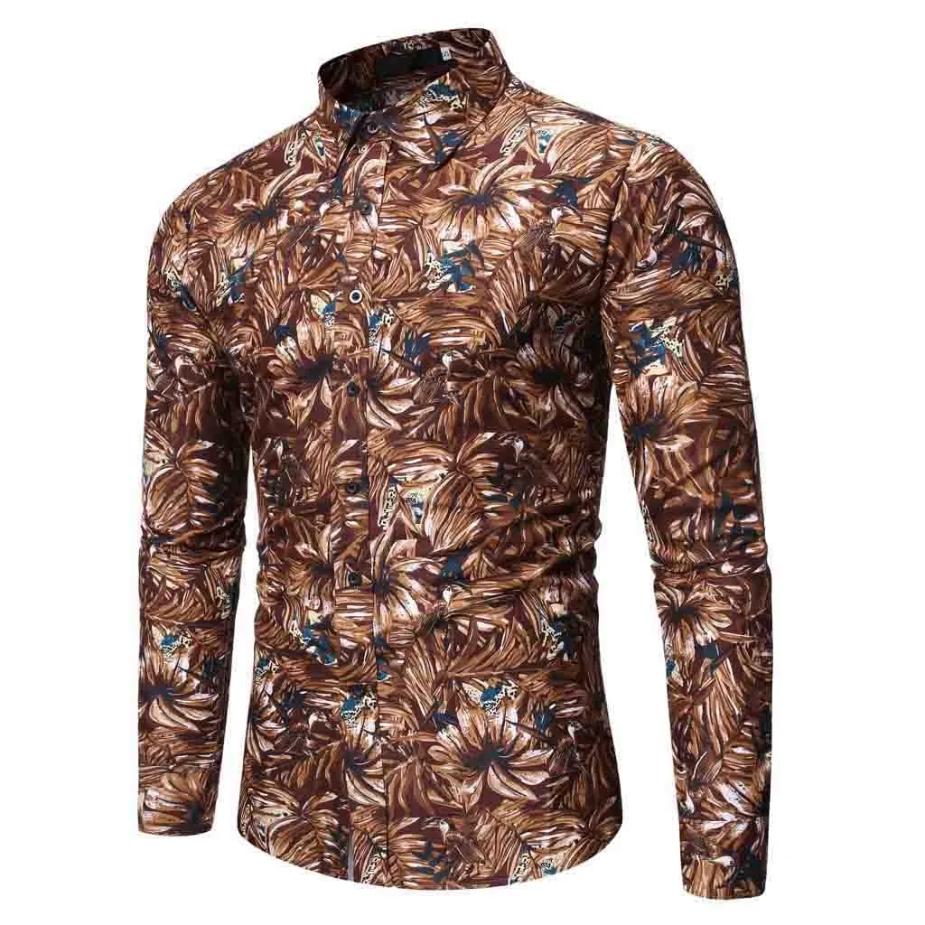 Мужская Повседневная 3D печать красочная тонкая рубашка с длинными рукавами рубашка блузка Топы Повседневная Качественная мужская блузка Топ Camiseta hombre
