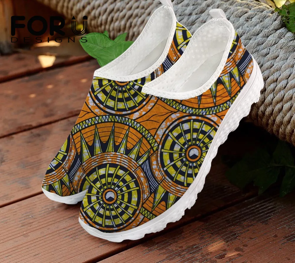 FORUDESIGNS-zapatos de lona con estampado africano para hombre y mujer, zapatillas planas con estampado Animal, transpirables, 2019