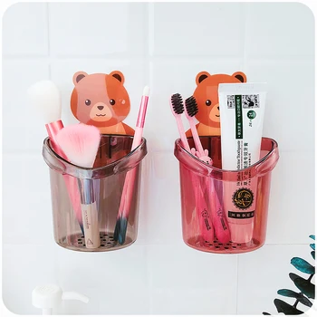 

Toothbrush Holder Wall Mount Suction Cup Toothpaste Storage Rack