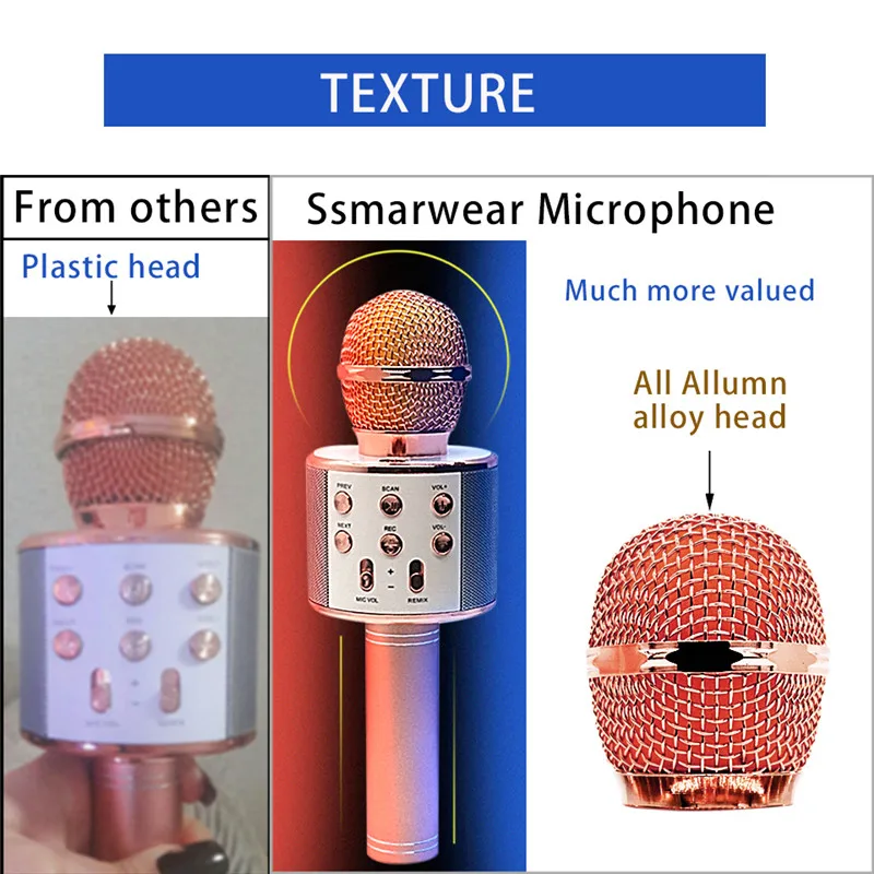 WS858 Professional Bluetooth Wireless Microphone Karaoke Speaker KTV Music Player Singing Recorder Handheld Microphone