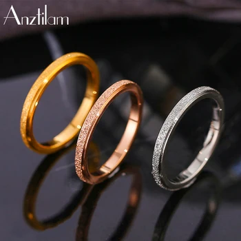 Ins High-Quality Scrub Stainless Steel Rings For Women 2 MM Width Finger Rings Gift Girl Fashion Jewelry Goth Free Shipping