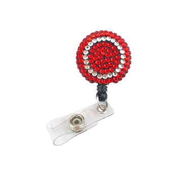 

10pcs/lot Multi-color Bling Rhinestone Student Badge Name Holder/ID Retractable Pull Reel
