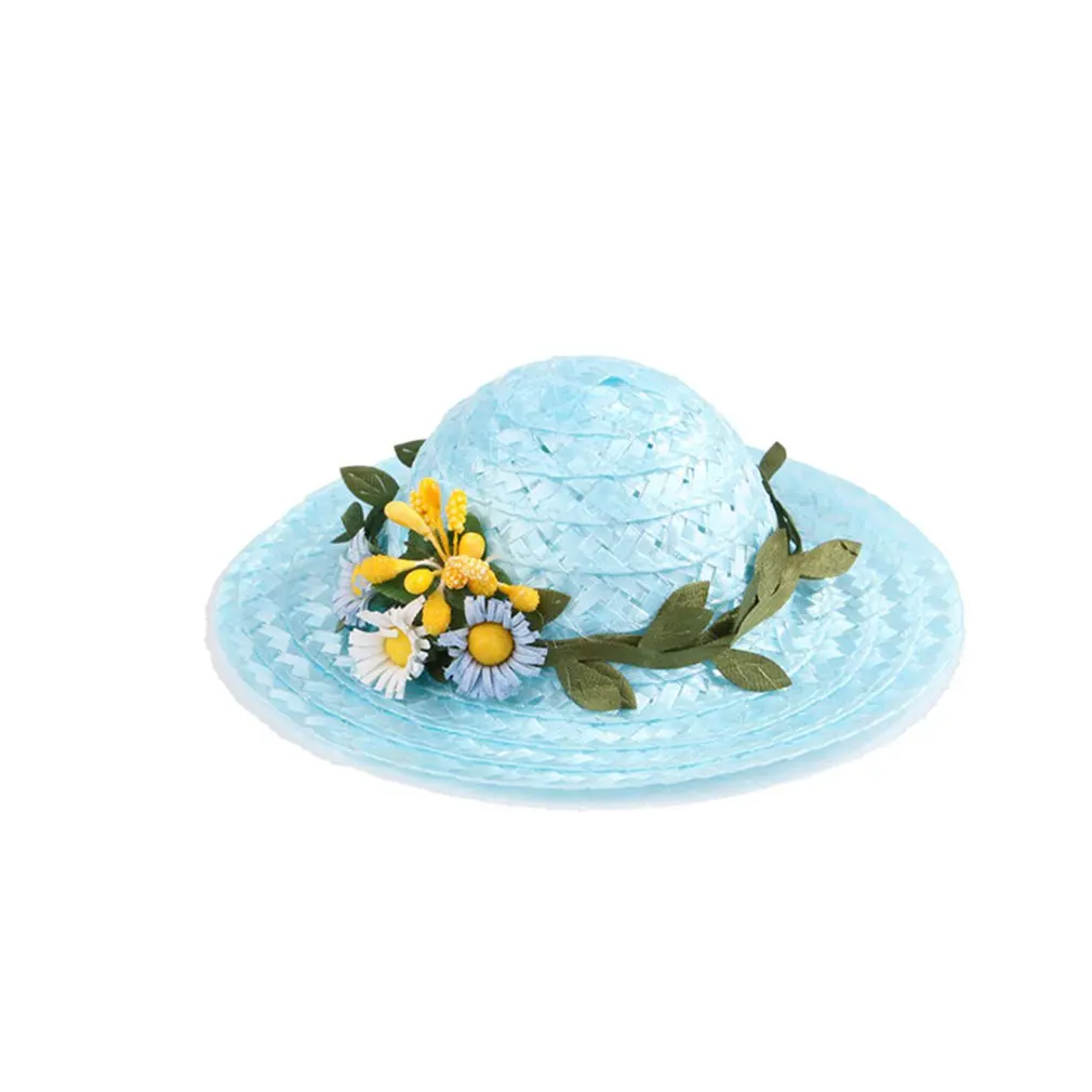 Соломенная шляпа для животных Sombrero Hawaii, ручная работа, тканая соломенная шляпа для животных с регулируемой шнуровкой для собак, CatBlue Rose S