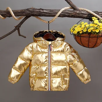 

Boys coats winter Hooded jacket New kids down cotton coat Waterproof snowsuit pink Gold silver jacket girls coats 2 3 4 5 6 7 8