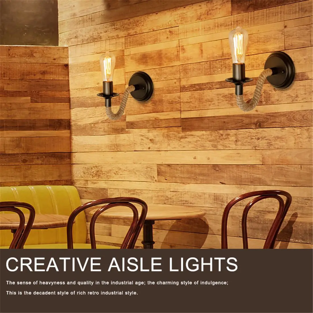 outside wall lights Industrial wall Lamp Hemp Rope Wall+Lamps Retro Sconces Fixtures Living Room Loft Lighting Stairs Vanity Light Indoor Wall Lamps wall hanging lights