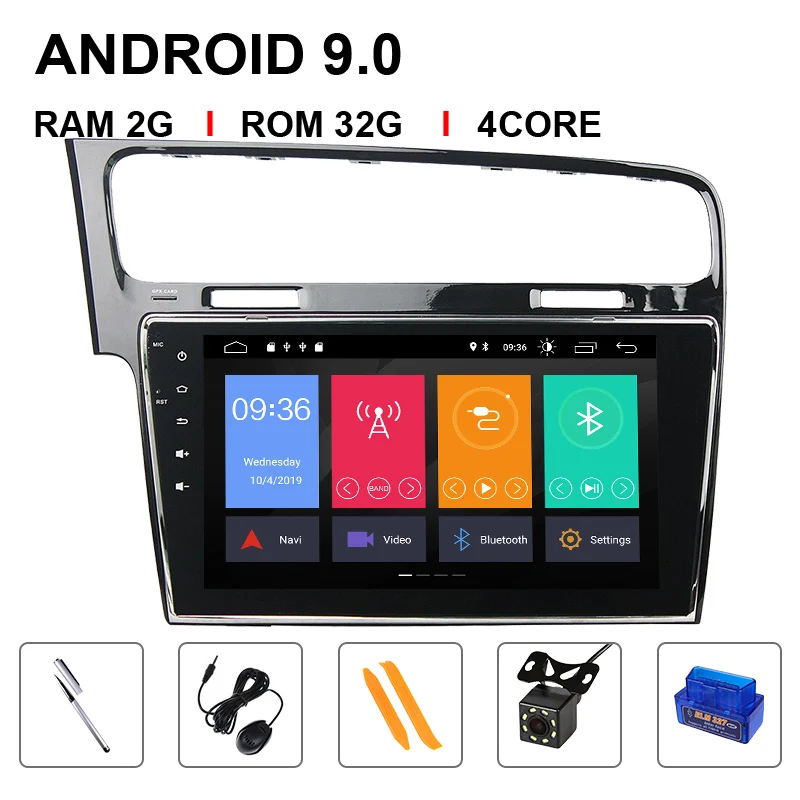 Автомагнитола Xonrich ips 1Din Android 9 автомобильный мультимедийный плеер для Volkswagen VW Golf 7 Стерео gps навигационный головное устройство DSP 4G ram - Цвет: 4 Core 32ROM OBD Cam
