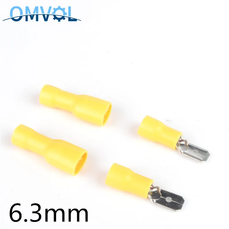 YELLOW 6.3mm HEAT SHRINK FEMALE SPADE INSULATED TERMINAL ELECTRICAL 