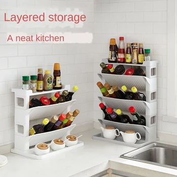 

1pcs Kitchen Supplies Creative Seasoning Rack Kitchen Storage Rack Simple Multi-Layer Sauce Bottle Spice Rack