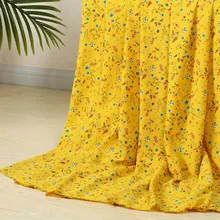 Шифоновое платье с принтом, рубашка, ткань, маленький цветок, креп, перламутровый, не просвечивается, плотная шифоновая ткань