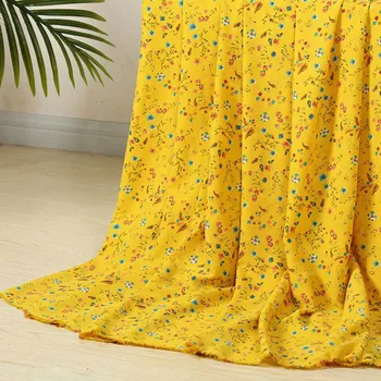 

Chiffon Printed Dress Shirt Fabric Small Flower Crepe Paris Pearl Not See Through Thick Chiffon Fabric